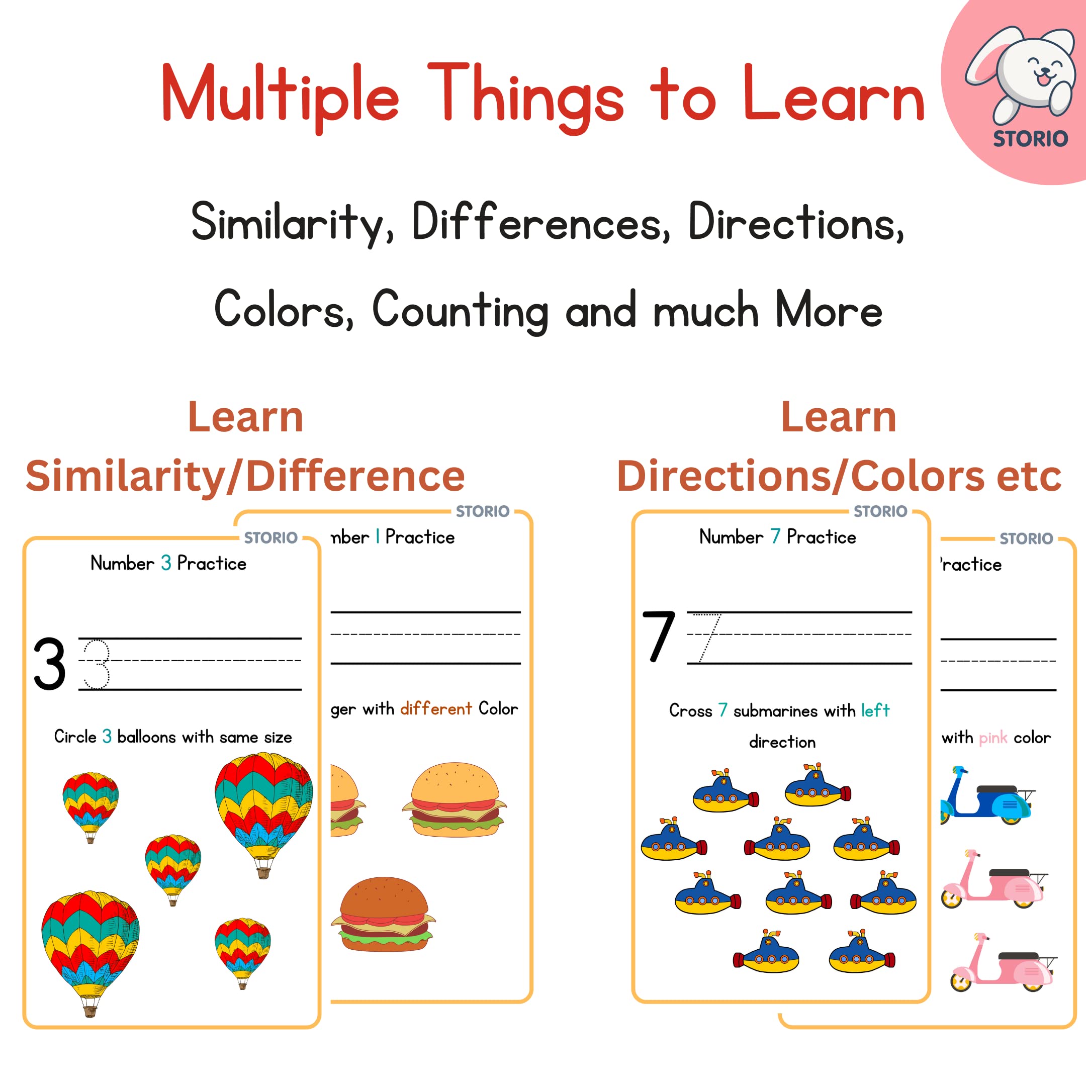 Storio Flash Cards for Kids Early Learning | Easy & Fun Way of Learning 1 Year to 6 Years Babies (123 Numbers & Counting)