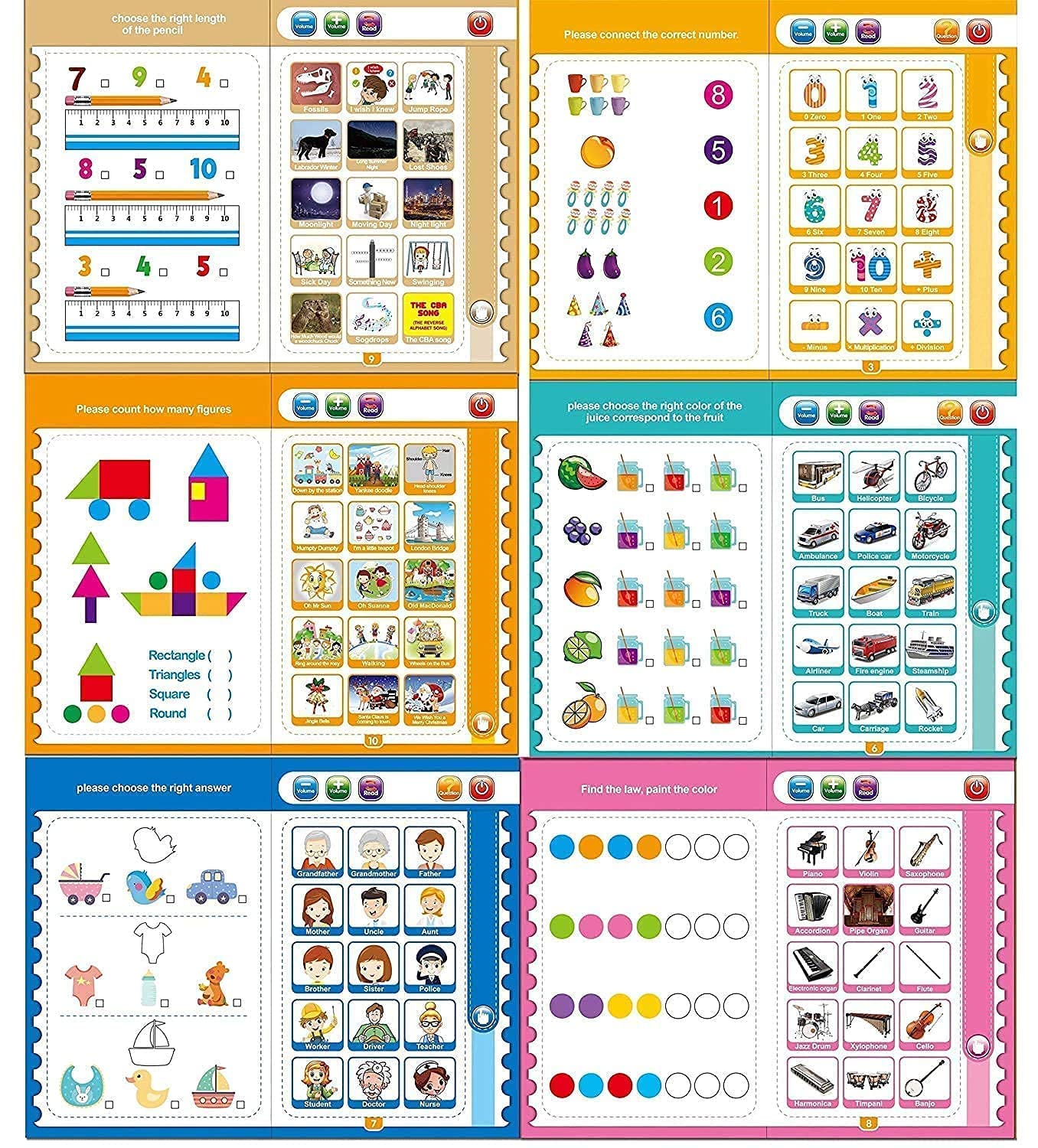 Storio Intelligence Book Sound Book Learning Cards for Children,English Letters & Words Language_Skills Learning Book,Fun Educational Toys. Activities with Numbers, Shapes Learning Book for Toddlers