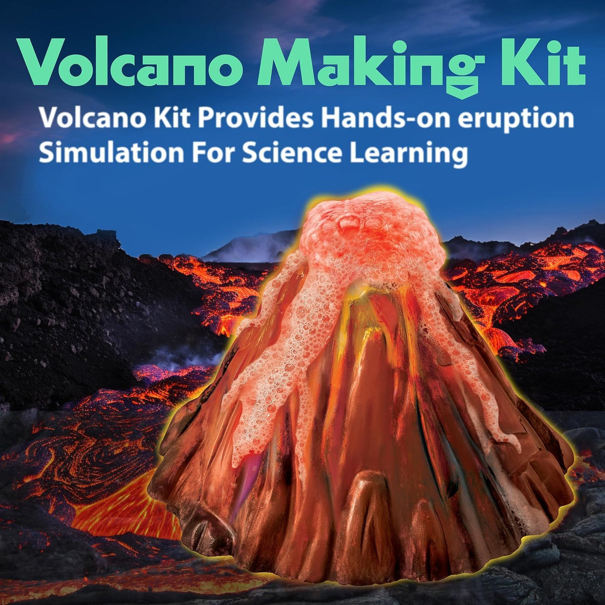 Storio Volcano Eruption DIY Science Kit for Kids | Make Your Own Volcano with Mold, Gypsum & Paint | Fun Learning Activity for Boys & Girls Age 5+ | STEM Educational Experiment Kit
