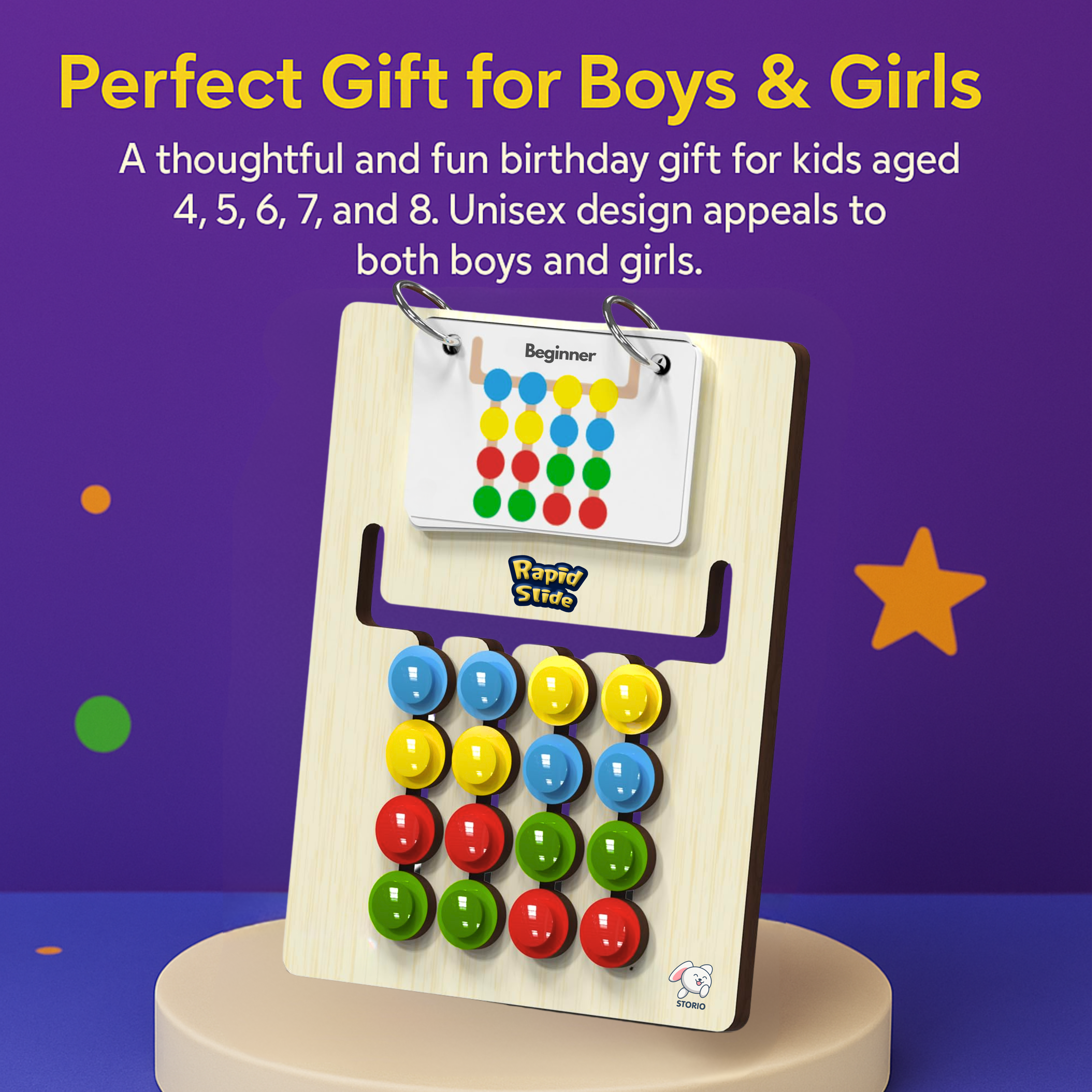 Storio Kids Montessori Rapid Slide Puzzle Game I Color & Pattern Matching Learning Toys for Kids 4-8 Years I Birthday Gift for Unisex I Preschool Educational Activity Toy for 4,5,6,7,8 I Travel Friendly