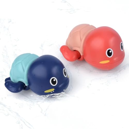 Storio Cute Swimming Baby Water Turtle Bath Toys for Toddlers | Set of 2 | Turtle Toy | 1-3, Floating Wind Up Toys for 1 2 3 4 5 Year Old Boy Girl, New Born Baby Bathtub Water Toys - 2pcs