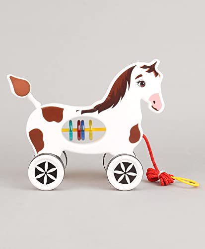 Storio Baby Products Pull Along Toddler Toy, Pull Along Toy with Attractive Design, Developmental Toy for 1 Year Old Girl Boy - Horse