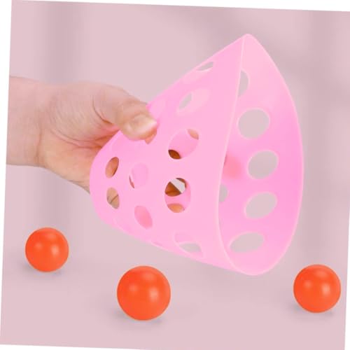 Storio Toys Click and Catch Twin Ball Launcher Game with 3 Balls Indoor Outdoor Toy Set, Pop & Catch Ball Play Fun for Boys & Girls - Pink & Purple