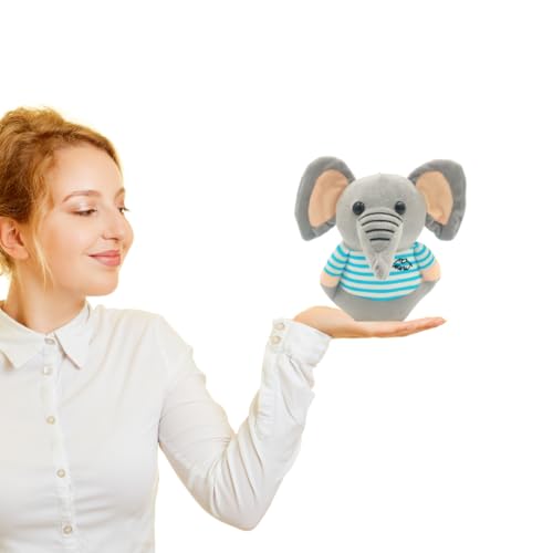 Storio Soft Animal Plush Elephant Toy 20cm, Grey and Blue