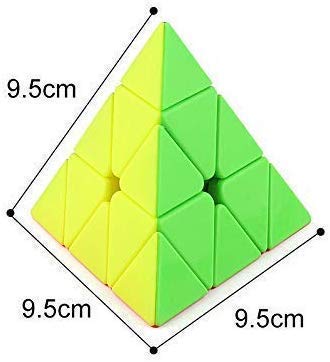 Storio Kid Cubes Pyramid High Speed Sticker Less Magic Puzzle Cube Game Toy (Pyraminx),Multicolor