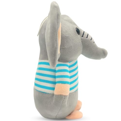 Storio Soft Animal Plush Elephant Toy 20cm, Grey and Blue