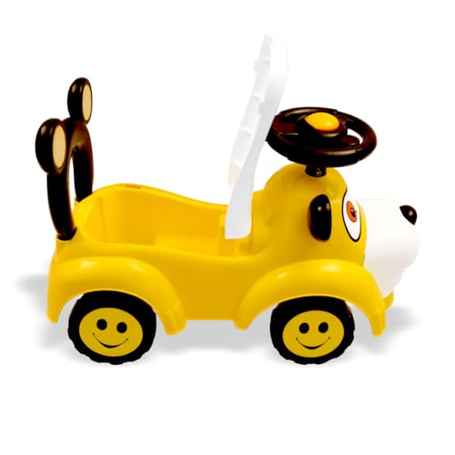 Storio Swing Ride on & Car for Kids with Music & Horn Steering, Push Car for Baby with Backrest, Safety Guard, Under Seat Storage & Big Wheels, Ride on for Kids 0 1 to 3 Years Upto 25 Kgs - Yellow
