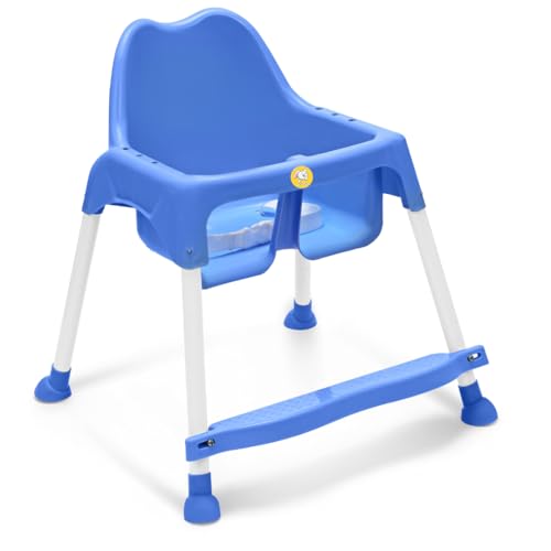 Storio 4 in 1 Convertible Baby High Chair with footrest, Convertible to Hgh Chair, Low Chair, & Booster Seat | Baby Dining Chair with Footrest and Tray - Blue