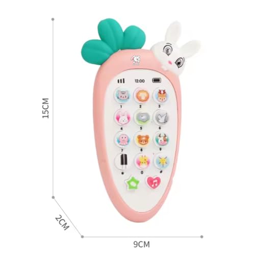 Storio Radish Style Cute Rabbit Face Pretend Play Cell Phone Toy for Kids, Toddlers with Music, Ringtones, Lights - Birthday Party Favors and Gifts for Girls