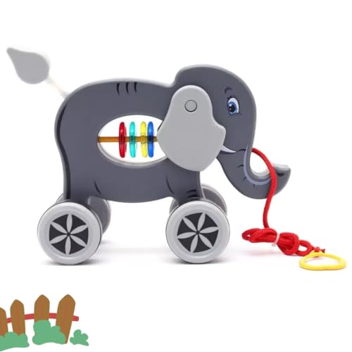 Storio Baby Products Pull Along Toddler Toy, Pull Along Toy with Attractive Design, Developmental Toy for 1 Year Old Girl Boy - Elephant