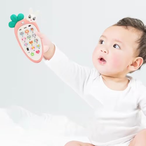 Storio Radish Style Cute Rabbit Face Pretend Play Cell Phone Toy for Kids, Toddlers with Music, Ringtones, Lights - Birthday Party Favors and Gifts for Girls