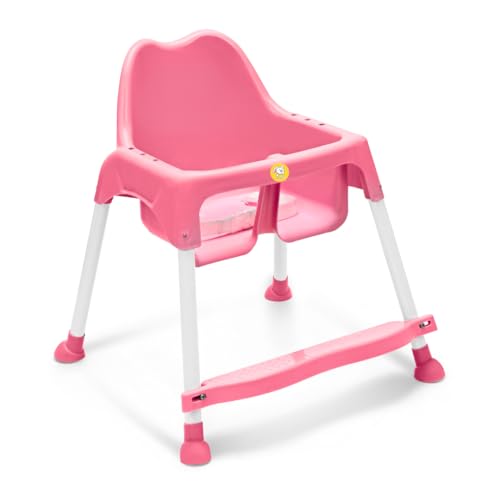 Storio 4 in 1 Convertible Baby High Chair with footrest, Convertible to Hgh Chair, Low Chair, & Booster Seat | Baby Dining Chair with Footrest and Tray - Pink