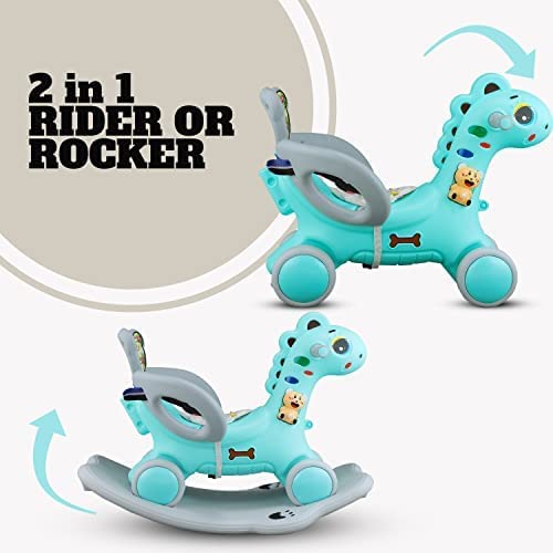 Storio Rio Ride-on 3 in 1 Baby Horse Rider for Kids | Baby Birthday Gift for Baby 1 Year to 5 Year |Horse for Baby, Rocker, Swing - Indoors and Outdoors Toy Suitable for Boys & Girls (Green)