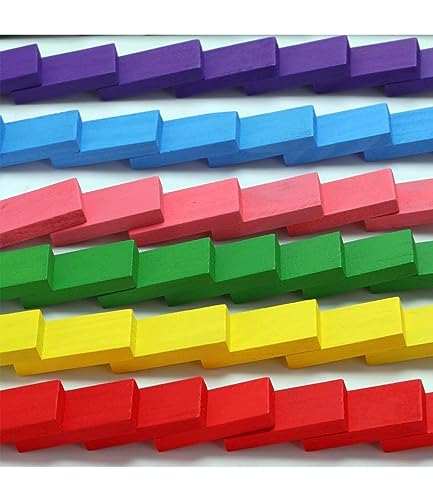 Storio 120 pcs 12 Color Wooden Dominos Blocks Set, for Kids Game Educational Play Toy, Domino Racing Toy Game
