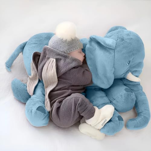 Storio Big Stuffed Animal Elephant Baby Pillow Soft Toy | Plush Hugging Pillow Material for Kids Boy/Girl as Birthday Gift - Blue