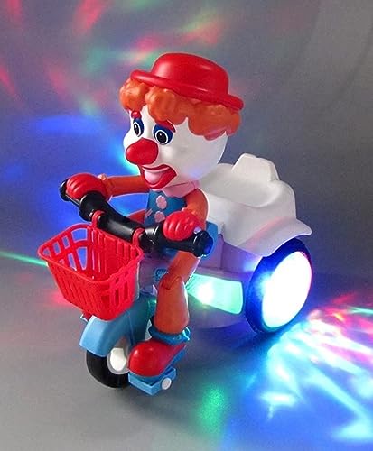 Storio Bump and Go Joker Dancing Tricycle Toy with Music and Light Activity Play Center Toy 360 Degree Rotating with Flashing Lights Action Toys for Kid