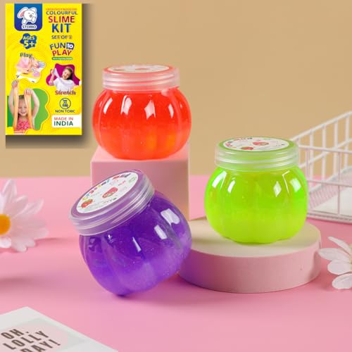 Storio Fruit Scented Multicolor DIY Magic Toy Slime Clay Gel Jelly Putty Set Kit for Kids Slime Toys for Boys and Girls Set of 3 50g Each