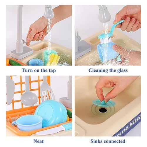 Storio Kitchen Set for Girls | Kids Play Electronic Wash Basin Sink with Live Running Water | Pretend Role Play Kitchen Toys Set - Blue