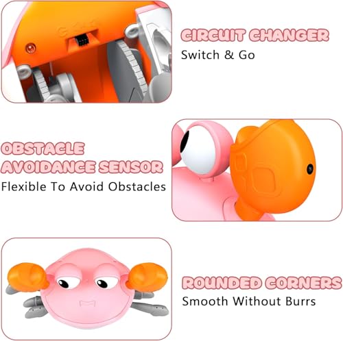Storio Rechargeable Crawling Crab Baby Toddlers Toy for Kids Infant Tummy Time | Interactive Moving Toys for Babies 12 Months Electric Sensor Musical Dancing Walking Crab Toy Gift for Kids 1 2 3 Year