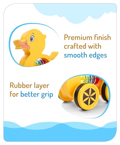 Storio Baby Products Pull Along Toddler Toy, Pull Along Toy with Attractive Design, Developmental Toy for 1 Year Old Girl Boy - Duck