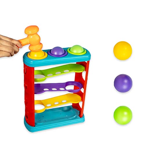Storio Hammer Knock Ball for Babies and Toddlers - Pound and See The Balls roll Down The ramps for Infants Kids Boys Girls