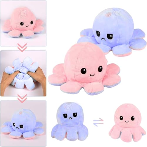 Storio Toy Octopus Plushie Reversible Soft Toys for Kids | Plush Soft Toys for Baby Boys and Girls| Best Gift | Octopus Soft Toy for Kids -Purple Pink