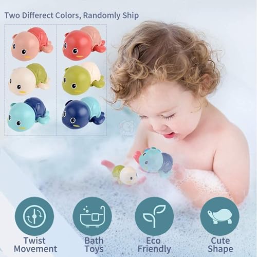 Storio Cute Swimming Baby Water Bath Toys for Toddlers | Turtle Toy | 1-3, Floating Wind Up Toys for 1 2 3 4 5 Year Old Boy Girl, New Born Baby Bathtub Water Toys, Preschool Toddler Pool Toys