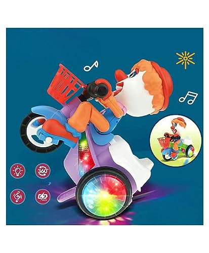 Storio Bump and Go Joker Dancing Tricycle Toy with Music and Light Activity Play Center Toy 360 Degree Rotating with Flashing Lights Action Toys for Kid