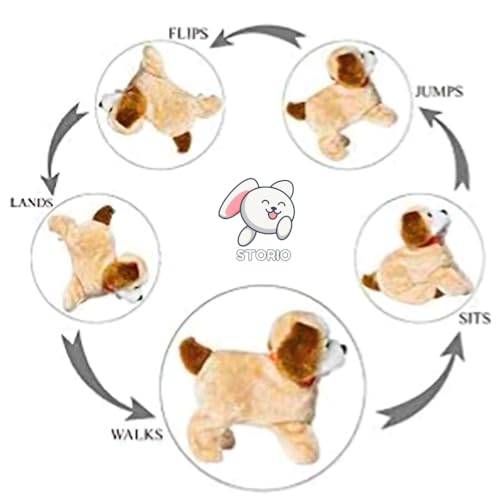 Storio Jumping, Walking and Barking Dog Soft Toy Fantastic Puppy Battery Operated Back Flip Jumping Dog Jump Run Toy Kid (Jumping Dog)