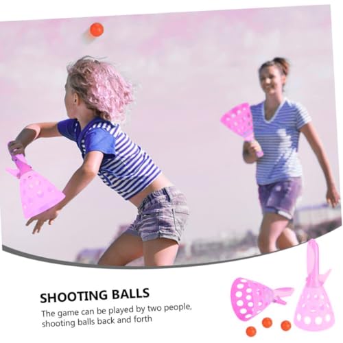 Storio Toys Click and Catch Twin Ball Launcher Game with 3 Balls Indoor Outdoor Toy Set, Pop & Catch Ball Play Fun for Boys & Girls - Pink & Purple