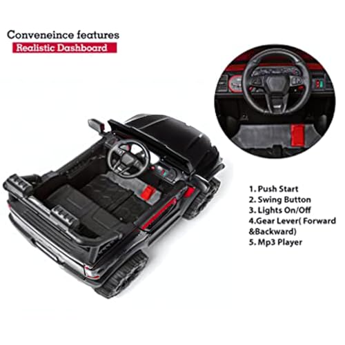 Storio Premium Rechargeable Baby Battery-Powered Electric Car Jeep for Kids – Electric Ride-On Car Toy with Bluetooth Music & Lights – Dual Control Mode for Ages 2 to 5 Year - Black