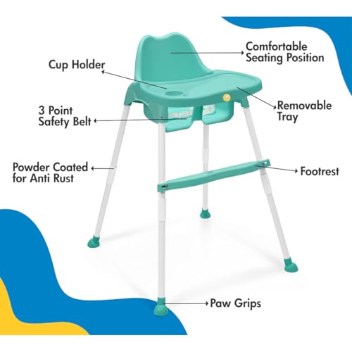 Storio 4 in 1 Convertible Baby High Chair with footrest, Convertible to Hgh Chair, Low Chair, & Booster Seat | Baby Dining Chair with Footrest and Tray - Green