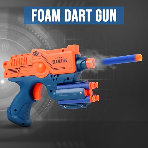 Storio Blaze Fire Storm Soft Bullet Gun Toy with 10 Safe Soft Foam Bullets, Fun Target Shooting Battle Fight Game for Kids Boys (SMG2)