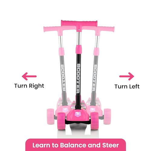 Storio Kick Scooter with Adjustable Height|Foldable Scooter|Skate Scooter for Kids with PVC Wheel|Age Upto 2-12 Years- Max User weight-60 kg, Multicolor