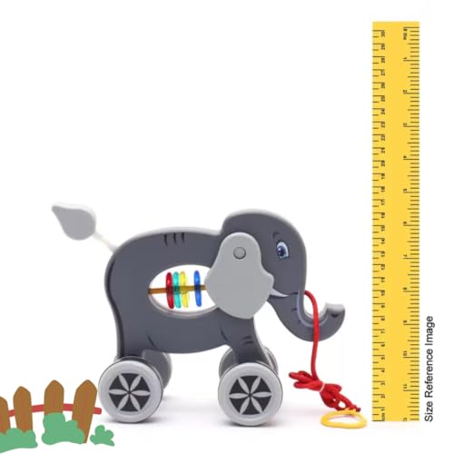 Storio Baby Products Pull Along Toddler Toy, Pull Along Toy with Attractive Design, Developmental Toy for 1 Year Old Girl Boy - Elephant
