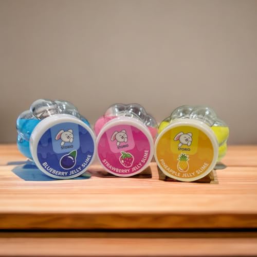 Storio Non Sticky Safe Fruit Scented DIY Toy Slimy Slime Gel Jelly Putty Set Art kit Toys for Boys Girls Kids Slime - Set of 3