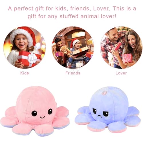 Storio Toy Octopus Plushie Reversible Soft Toys for Kids | Plush Soft Toys for Baby Boys and Girls| Best Gift | Octopus Soft Toy for Kids -Purple Pink