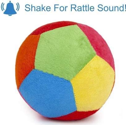Storio Soft Plush Baby Ball with Rattle Sound Multi Color - 11 cm
