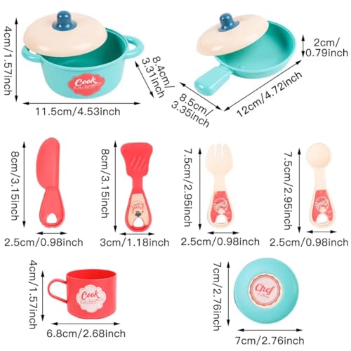 Storio Kitchen Set Toys for Girls with Cooking Utensils, Little Chef Realistic Miniature Pretend Role Play Food Party for Boys Girls