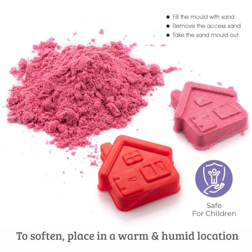 Storio Amazingly Soft Space Dynamic Play Sand - 500g with One Free Mold Toys for Kids Indoor Beach Play Kit | Non-Sticky & Non-Toxic - Pink