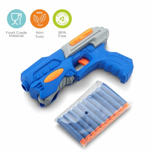 Storio EVO Sniper Hot Fire Gun Toy with 10 Safe Soft Foam Bullets, Fun Target Shooting Battle Fight Game for Kids Boys - Blue