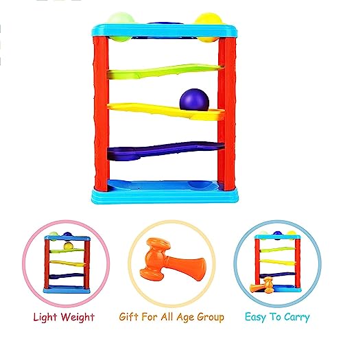 Storio Hammer Knock Ball for Babies and Toddlers - Pound and See The Balls roll Down The ramps for Infants Kids Boys Girls