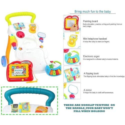 Storio Premium Activity Children Musical Walker Push & Pull Toy for Toddlers & Kids Baby Activity Walker Toy Comes with Two Patterns Sit and Play Stand and Walk