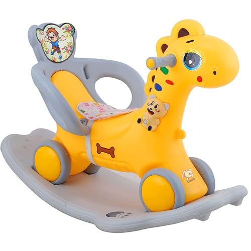Storio Rio Ride-on 3 in 1 Baby Horse Rider for Kids | Baby Birthday Gift for Baby 1 Year to 5 Year |Horse for Baby, Rocker, Swing - Indoors and Outdoors Toy Suitable for Boys & Girls (Yellow)