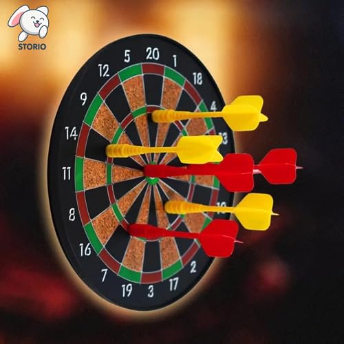 Storio Premium Magnetic Dart Board with Darts - Fun Indoor and Outdoor Dart Game Set Toys for All Ages Kids, Boys and Girls - 15 Inch