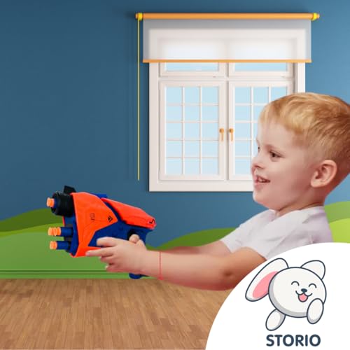 Storio Toy Gun Blaze Storm Soft Bullet Gun Toy with 10 Safe Soft Foam Bullets, Fun Target Shooting Battle Fight Game for Kids Boys (Space Gun) - Blue and Orange