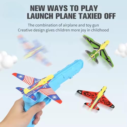 Storio Airplane Launcher Gun Toy for Kids | Foam Glider Planes with Easy Launch Shooting Gun | Safe & Durable Plastic | Outdoor Flying Toy for Boys & Girls Age 3+ | Fun Gift for Kids