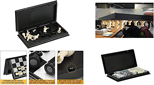 Storio Magnetic Chessboard Game Set with Folding Travel Portable Case Chess Board Set with Folding Chess Board 2 Players Travel Toys for Kids and Adults (Black)