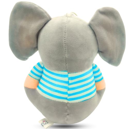 Storio Soft Animal Plush Elephant Toy 20cm, Grey and Blue