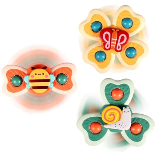 Storio Baby Products Bath Toys Suction Cup Spinner Toy | Set of 3 | for Baby Boys Girls | Pop up Waterproof Suction Cup Spinning Top Rotating Montessori Learning Toy